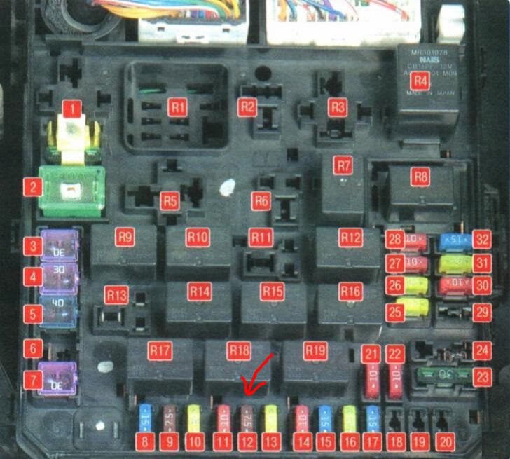 Mitsubishi fuse layout
